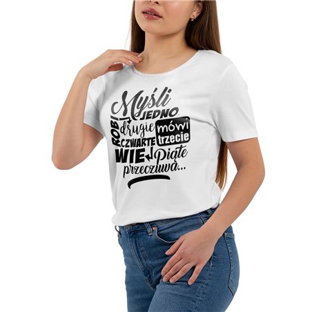Koszulka unisex z napisem "Myśli jedno"- świetny prezent na urodziny.