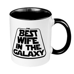 Kubek 330 ml kolorowy z nadrukiem  " Best Wife in the galaxy"- w stylu Gwiezdnych Wojen.