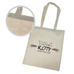 Torba ekologiczna bawełniana z długimi uszami z tekstem "Faceci są tymczasowi koty są na zawsze"