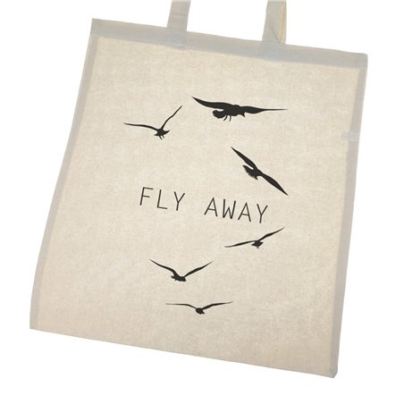 Torba ekologiczna bawełniana z długimi uszami z tekstem "Fly away"
