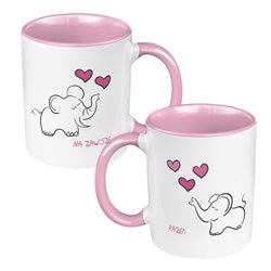 Zestaw kubków dla par 330 ml kolorowy ze słonikami. 2