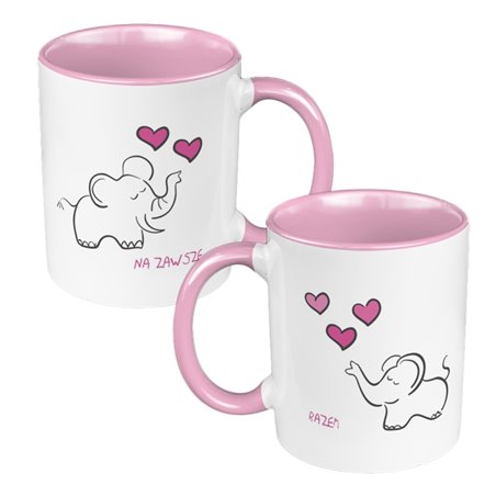 Zestaw kubków dla par 330 ml kolorowy ze słonikami.