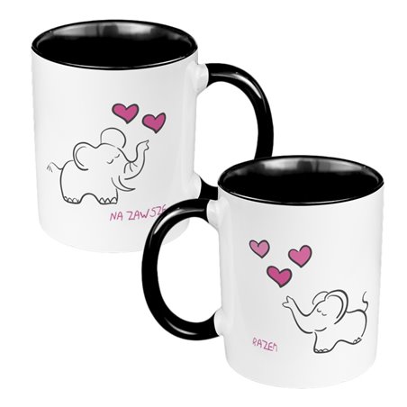 Zestaw kubków dla par 330 ml kolorowy ze słonikami.