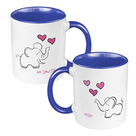 Zestaw kubków dla par 330 ml kolorowy ze słonikami.