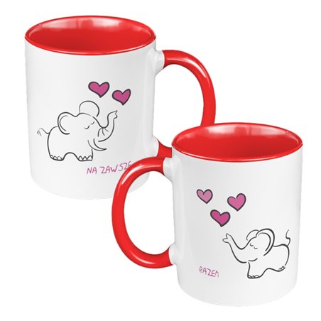 Zestaw kubków dla par 330 ml kolorowy ze słonikami.