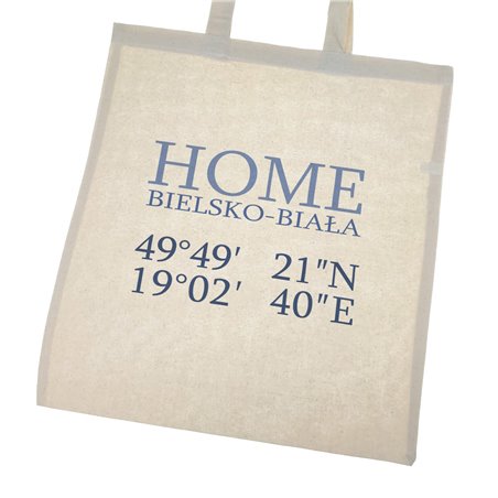 Torba ekologiczna bawełniana z długimi uszami z tekstem "Home Bielsko-Biała"
