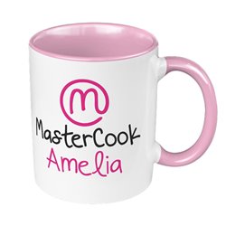 Kubek 330 ml kolorowy - "MasterCook" z imeiniem- dla niej.