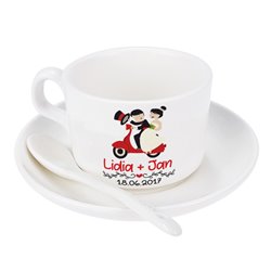 Filiżanka dla nowożeńców- super prezent z okazji ślubu, bądź rocznicy - wzór 3.