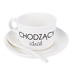 Filiżanka z tekstem "Chodzący ideał".
