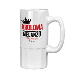 Kufel na piwo z nadrukiem na 18 "Królowa melanżu"- biały.