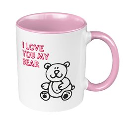 Kubek 330 ml kolorowy z nadrukiem  "I love you my bear".