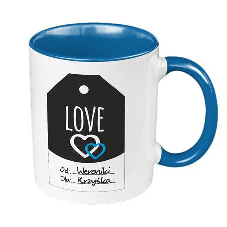 Kubek 330 ml kolorowy "Love - metka"