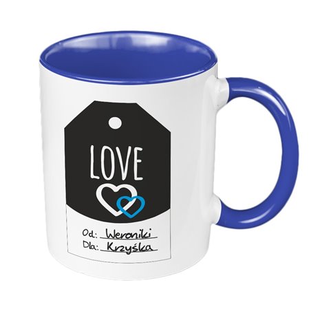 Kubek 330 ml kolorowy "Love - metka"