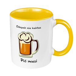 Kubek 330 ml kolorowy na dzień chłopaka "Chłopak nie kaktus pić musi"