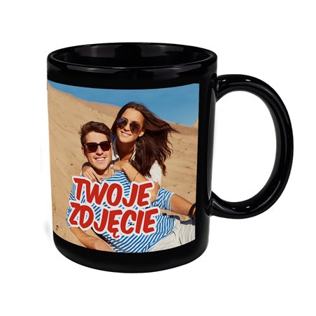 Czarny kubek 330 ml z Twoim zdjęciem.