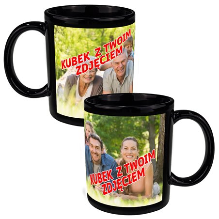 Czarny kubek 330 ml z Twoim zdjęciem.