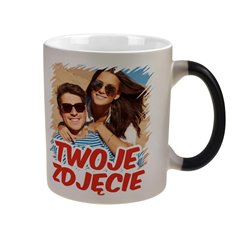 Kubek magiczny z Twoim zdjęciem, grafiką lub tekstem- czarny.