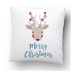 Poduszka z mikrofibry  "Merry Christmas - świąteczny renifer".
