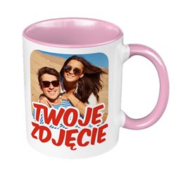 Kubek kolorowy 330 ml ze zdjęciem, grafiką lub tekstem Klienta - różowy.