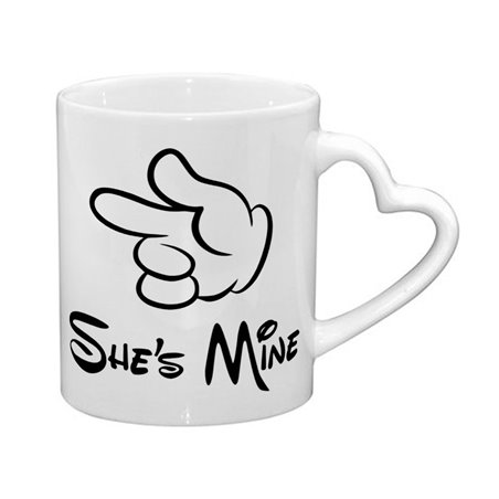 Zestaw Kubków 330 ml, uchwyt serce "He's/ She's Mine".