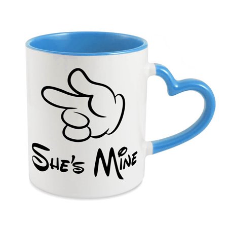 Zestaw Kubków 330 ml, uchwyt serce "He's/ She's Mine".