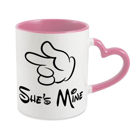 Zestaw Kubków 330 ml, uchwyt serce "He's/ She's Mine".