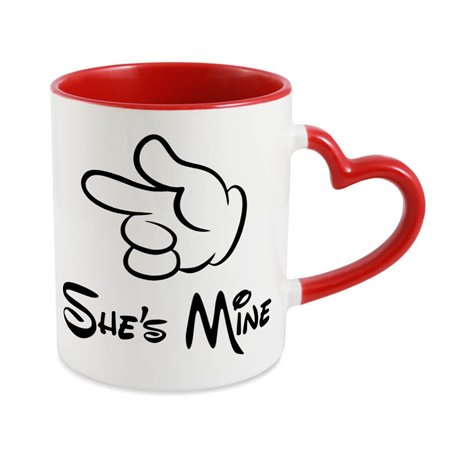 Zestaw Kubków 330 ml, uchwyt serce "He's/ She's Mine".