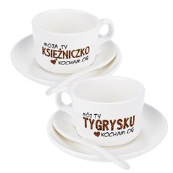 Zestaw filiżanek dla zakochanych "Mój Tygrysku / Moja Ty Księżniczko Kocham Cię".