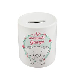 Skarbonka na marzenia dziecka - personalizowana - Słonik czerwony.