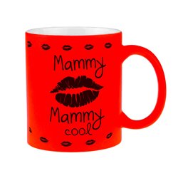 Matowy neonowy kubek dla mamy z napisem "Mammy cool" - świetny pomysł na prezent na dzień mamy.