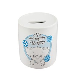 Skarbonka na marzenia dziecka - personalizowana - Słonik niebieski.