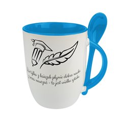 Kubek z łyżeczką dla nauczyciela - długopis i pióro