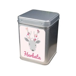 Puszka na herbatkę zimową z reniferem.