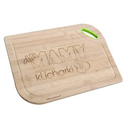 Deska bambusowa z uchwytem FLORINA - z grawerem "Dla mamy najlepszej kucharki" - super prezent na dzień mamy. 2