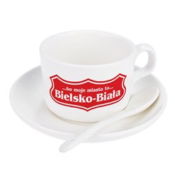 Filiżanka z tekstem "bo moje miasto to Bielsko-Biała".