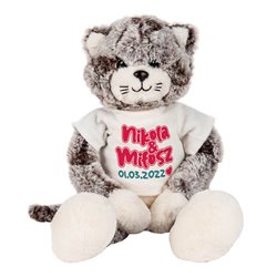 Pluszowy kotek na Walentynki - z imionami oraz ważną datą dla zakochanych.
