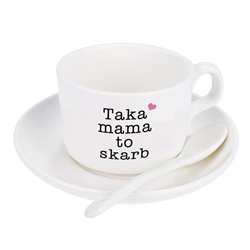 Filiżanka z tekstem "Taka mama to skarb".