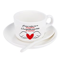 Filiżanka z tekstem "Dzieci rodzą się ze skrzydłami"- idealny prezent dla Nauczyciela, Wychowawcy.