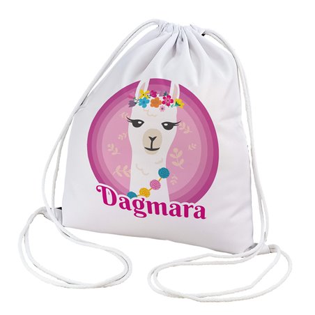 Worko-plecak moro z lamą oraz imieniem dziecka - idealny na lekcje angielskiego, basen czy inne zajęcia dodatkowe.