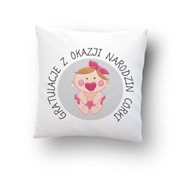 Poduszka "Gratulacje z okazji narodzin dziecka".