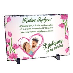 Foto granit (płyta granitowa) z Twoim zdjęciem, "Dziękujemy, że my jesteśmy" - specjalnie dla rodziców, 20 x 30cm!!!