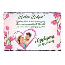 Foto granit (płyta granitowa) z Twoim zdjęciem, "Dziękujemy, że my jesteśmy" - specjalnie dla rodziców, 20 x 30cm!!! 2