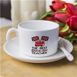 Filiżanka na dzień nauczyciela dla pani z angielskiego z napisem " The best english teacher ". 2