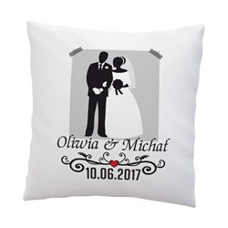 Poduszka dla Nowożeńców z imionami oraz datą ślubu- super prezent z okazji Ślubu - wzór 2.
