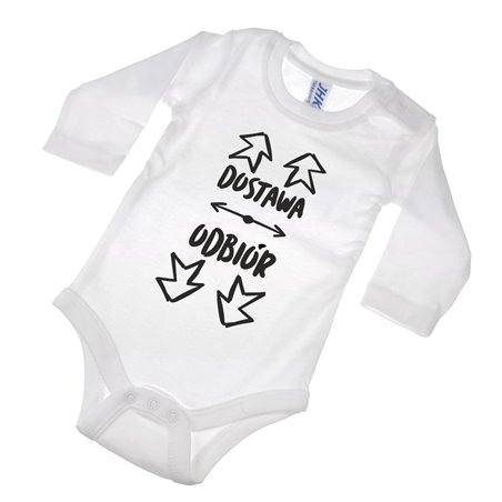 Śmieszne body z nadrukiem "Dostawa odbiór " - krótki lub długi rękaw..