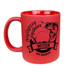 Matowy kolorowy kubek "Najlepszy wędkarz" - fajny prezent na każdą okazję.
