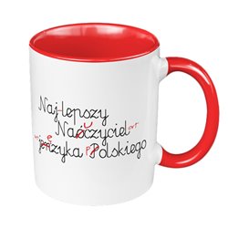 Kubek 330 ml kolorowy na dzień nauczyciela "Najlepszy nauczyciel języka polskiego".