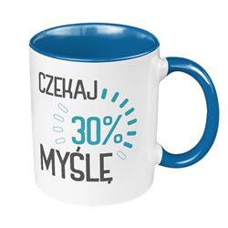 Śmieszny kubek 330 ml kolorowy z nadrukiem "Czekaj myślę".