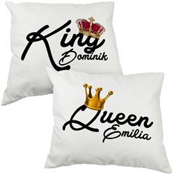 Zestaw dużych poduszek dla pary z napisem "Queen" "King" - 60 x 50cm - ślub, rocznica.