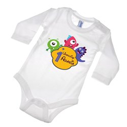 Body dla chłopca na roczek - krótki lub długi rękaw - wzór potworki. 2